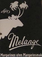 Eldre reklameskilt i metall for Melange margarin.