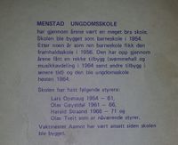 Menstad skoles historie i kortform slik den ble trykket i skoleåret 1974/75.