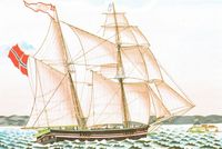 Skonnertbrigg «Mina Testmann», bygd i Christiansund i 1815 for J.F. Roshouw i Trondhjem. Somme skonnertbriggar hadde eit mindre gaffelsegl på fokkemastra. Det er likevel ein skonnertbrigg og ikkje ein skonnert ettersom fokkemastra er fullrigga og 3-delt.