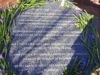 Minnepark Carl Fredriksens Transport. Hovedstein - "Dette er et fint sted". Fra markeringen i 2012.