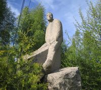 Minnesmerke over granitthuggerne på Grorud, ved Grorud senter. Foto: Stig Rune Pedersen (2005).