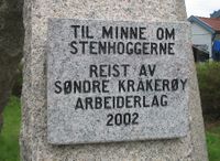 Minnestein for steinhoggere, Kråkerøy. Foto: Stig Rune Pedersen