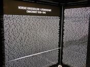 Minnetavle over omkomne norske krigsseilere i utenriksfart 1939-45 ved Norsk Maritimt Museum. Foto: Stig Rune Pedersen (2023)