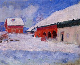 Monet red houses bjornegaard snow norway 1895.jpg