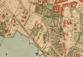 Nøisomhed midt på kartet, med planlagte gater inntegnet. Foto: Norges Geografiske Opmaaling (1901).