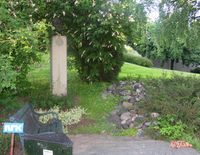 Alf Prøysen, Otto Nielsen og Erik Bye er minnet ved plassen. Foto: Stig Rune Pedersen