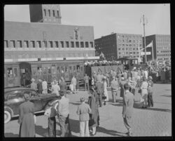 NSB 100 år i 1954. Arrangement på Rådhusplassen i Oslo og på Vestbanen.