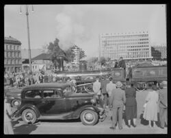NSB 100 år i 1954. Arrangement på Rådhusplassen i Oslo og på Vestbanen.