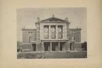 Fasaden. Fra boka Nationaltheatret i Kristiania, ukjent forfatter, utgitt 1899.