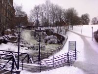 Nedre Vøyenfallene nedenfor Beierbrua og Hønse-Lovisas hus.