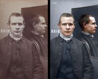 Karl Albert Nilsen, 27 år. Sonet 2,5 år for innbrudd Foto: Forbryteralbum i Digitalarkivet (1905).