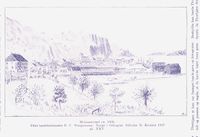 Holmestrand i 1835, litografi etter P.F. Wergemann. Fra Holmestrand og omegn, utgitt 1907.