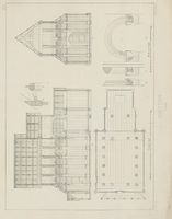 Tegning av Urnes stavkyrkje i Norske bygninger fra fortiden. 1. række, N. Nicolaisen (1860-1866).