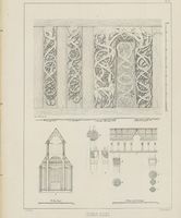 Tegning av Urnes stavkyrkje i Norske bygninger fra fortiden. 1. række, N. Nicolaisen (1860-1866).