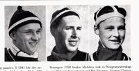 Trioen Per Thyness, Kjell Wang og Per Hanevold, alle skihoppere for Asker skiklubb. Foto: Ranheim: Norske skiløpere/NB