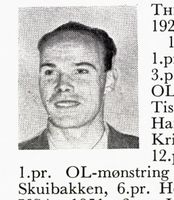 Reiseinspektør George Thrane, f. 1924, hopp. Foto: Ranheim: Norske skiløpere