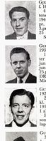 Øverst: Rørlegger Cato Alexander Gjerdrum, f. 1929 i Asker, kombinert og langrenn. Midten: Verkstedarbeider Arne Gulbrandsen, f. 1930 i Asker. Hopp. Nederst: Reisende Hans Gulbrandsen, f. 1922 i Asker. Hopp og formann i laget. Foto: Ranheim: Norske skiløpere
