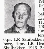 Tømrer Christoffer Trulsrud, f. 1918 i Lommedalen. Hopp og formann. Foto: Ranheim: Norske skiløpere