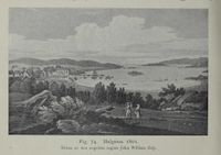 Helgeroa i 1801, tegna av engelskmannen John William Edy. Foto: Lorens Berg: Brunlanes (1911).