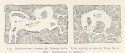 Tegning av relieffer, av arkitekt Thrap Meyer. Fra Nøtterø, utgitt 1922.