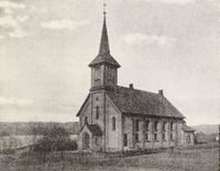 Holla kirke (oppført 1867). Foto: fra boken Holla (Oslo, 1925)