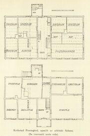 Planlegning for restaurering av Kråkstad prestegård fra 1922. Foto: Nasjonalbiblioteket