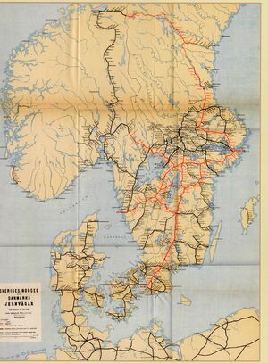 Nordisk jernbanekart 1880. Svensk Järnvägsstatistik.jpg