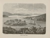 Kragerø i 1860-åra. Tegning fra Nordiska taflor.