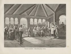 Teikning av svalgangen, frå Nordiska taflor, utgjeve 1865–1868.