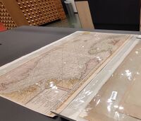 Nordsjøkartet av Johan H. Heitmann på Nasjonalbiblioteket i Oslo. Det finst ulike utgåver, den første kom i 1710. Foto: Øyvind Heitmann 2022