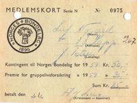 Medlemskort for Norges Bondelag (1959).