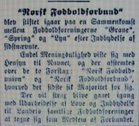 Faksimile fra Aftenposten 1. mai 1902: Notis om stiftelsen av Fotballforundet dagen før. }}