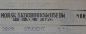 Norsk skogbruksmuseum Elverum billett 1991.JPG