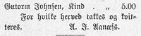 284. Notis 2 om bidrag til menighetshus på Åse i avisa Banneret 15.8.1892.jpg