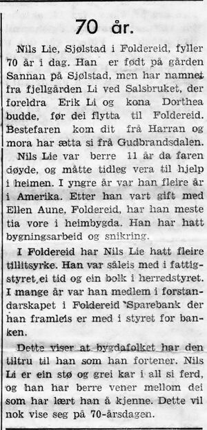 Notis om 70-årsdag i Namdal Arbeiderblad 28.10.1950.jpg