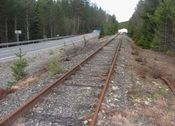 Numedalsbanen ved kommunegrensa mellom Flesberg og Rollag, april 2014. Foto: Stig Rune Pedersen