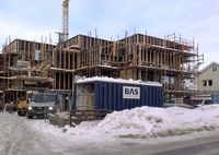 Leilighetsbygget i Østre Totenveg 109B og 109 C under oppføring i 2012.