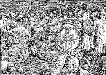 Olav den helliges saga - Kong Olavs fall - H. Egedius.jpg