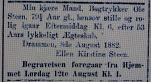 Ole Steen dødsannonse Aftenposten 1882.JPG