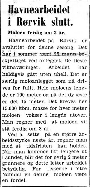 Om havnearbeidet og molo i Rørvik i Namdal Arbeiderblad 28.10.1950.jpg
