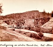 Ombygning av søndre Varud-bro 1864, Dal-Bøn. Kilde: Jernbanemuseet
