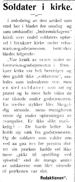 Omtale av Indtrøndelagens inserat i Indhereds-Posten 9.11.1917.jpg