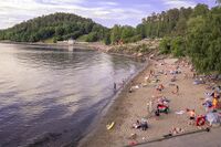 Badeliv i Hvervenbukta 13. juni 2020. Foto: Leif-Harald Ruud (2020).