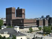 Oslo rådhus (1931-1950). Ark. M. Poulsson og A. Arneberg. Foto: Stig Rune Pedersen (2012)