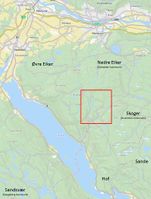 Området rundt Langtjenn. Oversiktskart 1:100.000