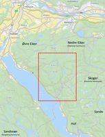 Tryterudvassdraget med Skistadtjenn. Oversiktskart 1:100.000