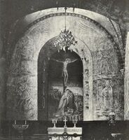 Per Vigelands utsmykning av Capella Johannea i Majorstuen kirke. Foto: Ukjent, hentet fra heftet Capella Johannea: Per Vigelands utsmykning (1932).