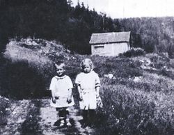 Plassen Gryta lå under Tangerud gård. Foto 1910.