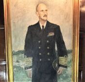 Portrett av kong Haakon VII i nr. 10 Palace Green i London, utført av Hjørdis Landmark (1950). Foto: Stig Rune Pedersen (2016)