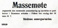 Postkontorkrav for Strømmen i massemøte 1919.